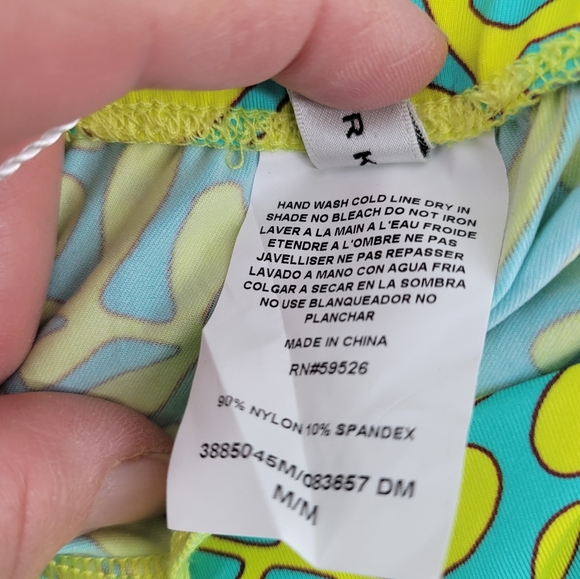 TRINA TURK TRELLIS COVER UP SWIM PANTS, Vibrant Green and Yellow Pants Size Medi - Picture 8 of 8